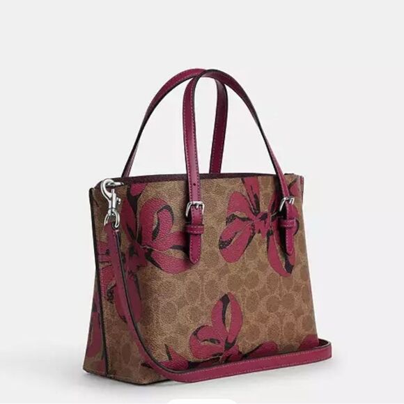 Coach Mollie Tote Bag 25 In Signature Canvas With Bow Print Purse - Picture 13 of 15